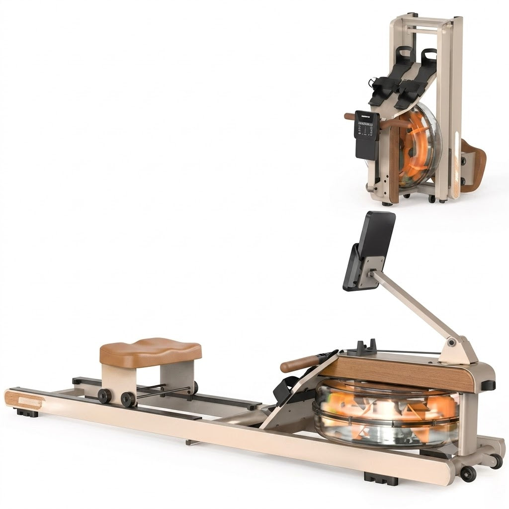 Rameur à Eau Pliable Acier Inoxydable 160kg | Écran LCD