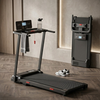 Tapis de Marche Pliable avec Barre d'Appui – Moteur 2.0 CV, 12 Programmes | Écran LCD 3,5